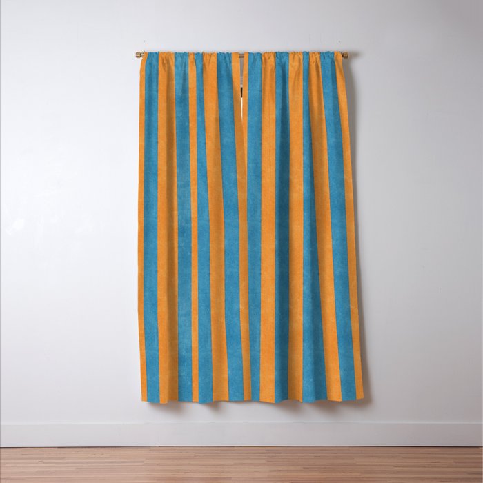STRIPES - 005 - blue and orange Window Curtain Gallery Image 3
