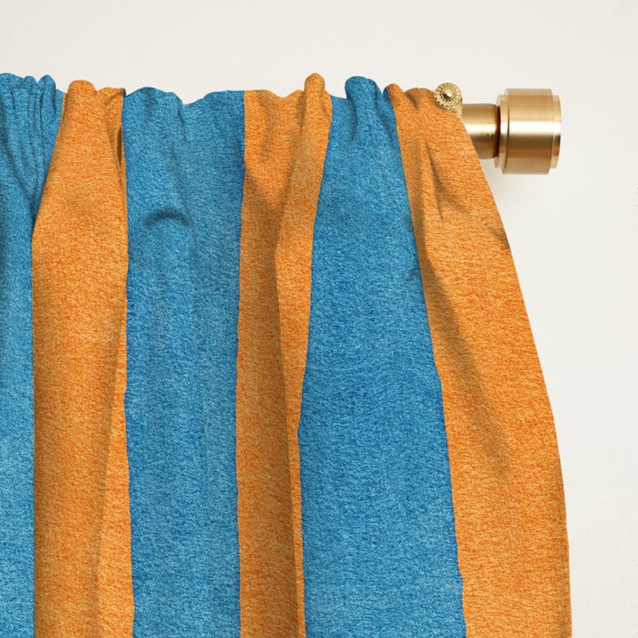 STRIPES - 005 - blue and orange Window Curtain Gallery Image 2