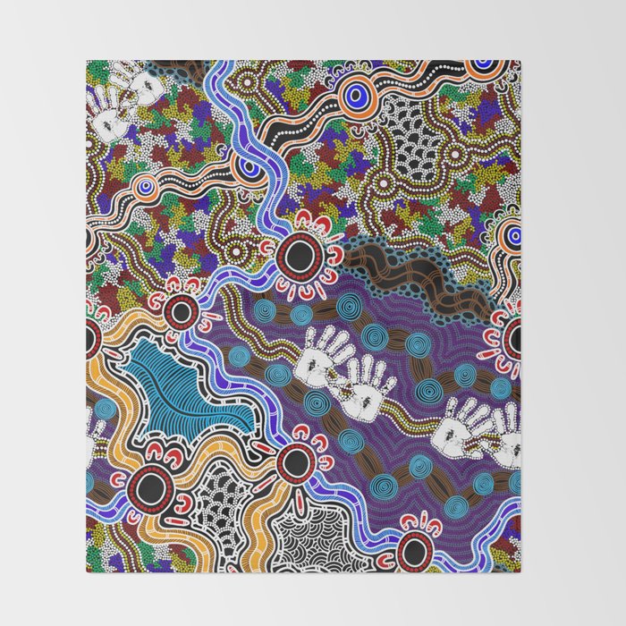Authentic Aboriginal Art - Discovering Your Dreams Throw Blanket Gallery Image 2