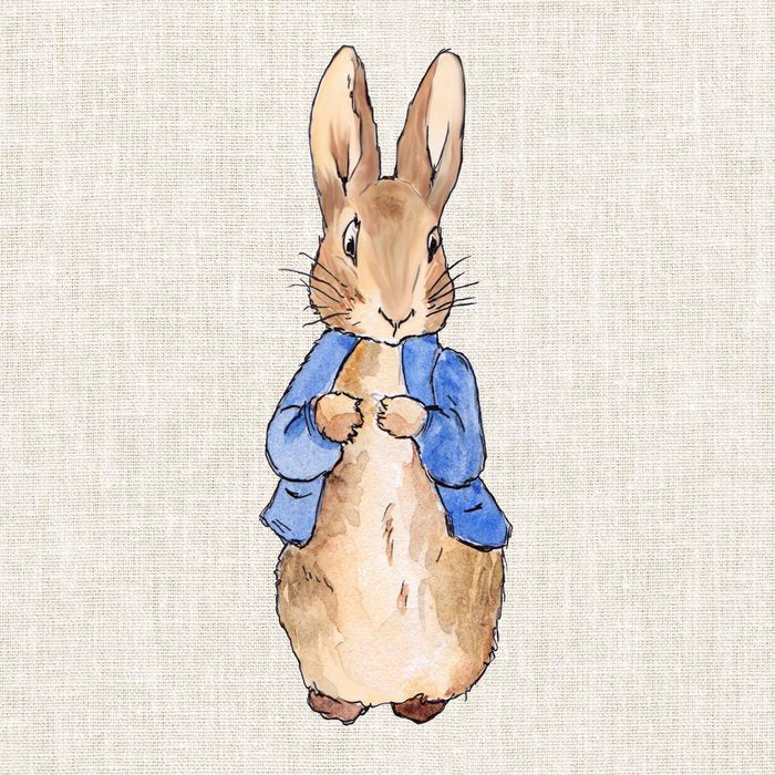 Peter the rabbit beige linen textured background Coffee Mug Gallery Image 2