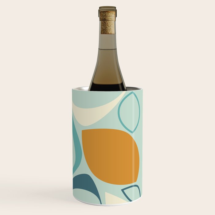 Mid Century Modern Abstract Shapes 8 in Aqua, Orange, Cream and Turquoise Wine Chiller Gallery Image 3
