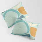 Mid Century Modern Abstract Shapes 8 in Aqua, Orange, Cream and Turquoise Pillow Sham Gallery Image 3