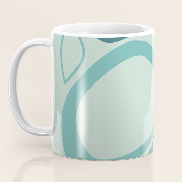 Mid Century Modern Abstract Shapes 8 in Aqua, Orange, Cream and Turquoise Coffee Mug Gallery Image 3