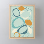 Mid Century Modern Abstract Shapes 8 in Aqua, Orange, Cream and Turquoise Mini Art Print Gallery Image 1