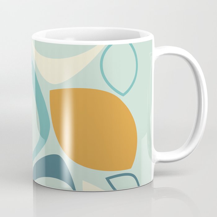 Mid Century Modern Abstract Shapes 8 in Aqua, Orange, Cream and Turquoise Coffee Mug