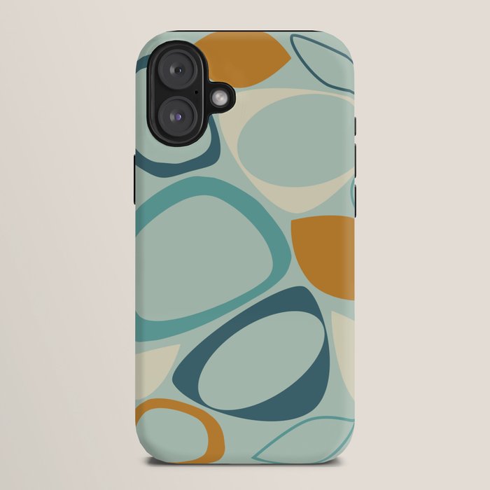 Mid Century Modern Abstract Shapes 8 in Aqua, Orange, Cream and Turquoise iPhone Case Gallery Image 10