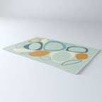 Mid Century Modern Abstract Shapes 8 in Aqua, Orange, Cream and Turquoise Rug Gallery Image 3