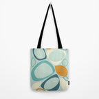 Mid Century Modern Abstract Shapes 8 in Aqua, Orange, Cream and Turquoise Tote Bag Gallery Image 2