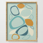 Mid Century Modern Abstract Shapes 8 in Aqua, Orange, Cream and Turquoise Serving Tray Gallery Image 1
