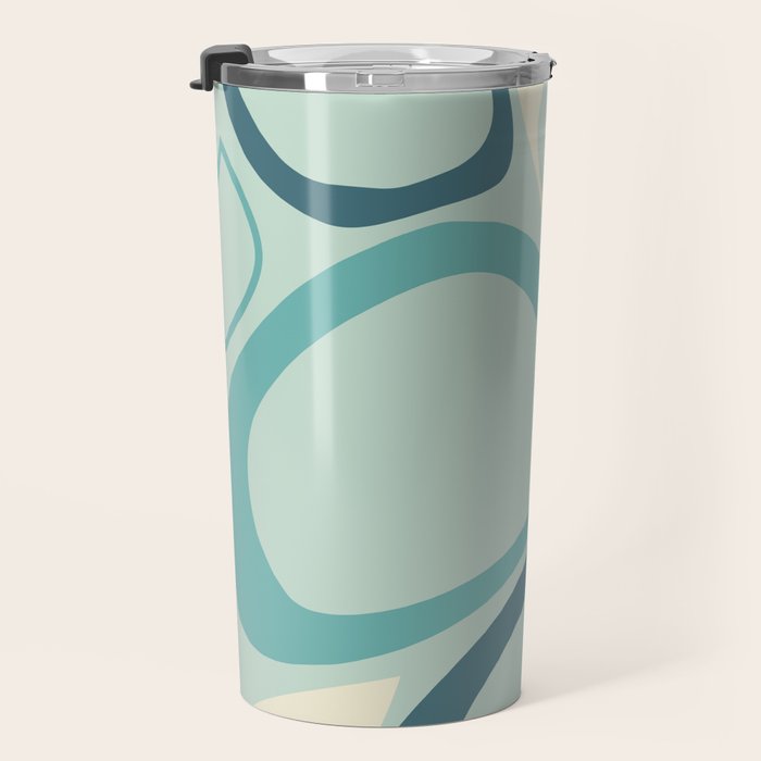 Mid Century Modern Abstract Shapes 8 in Aqua, Orange, Cream and Turquoise Travel Mug Gallery Image 3