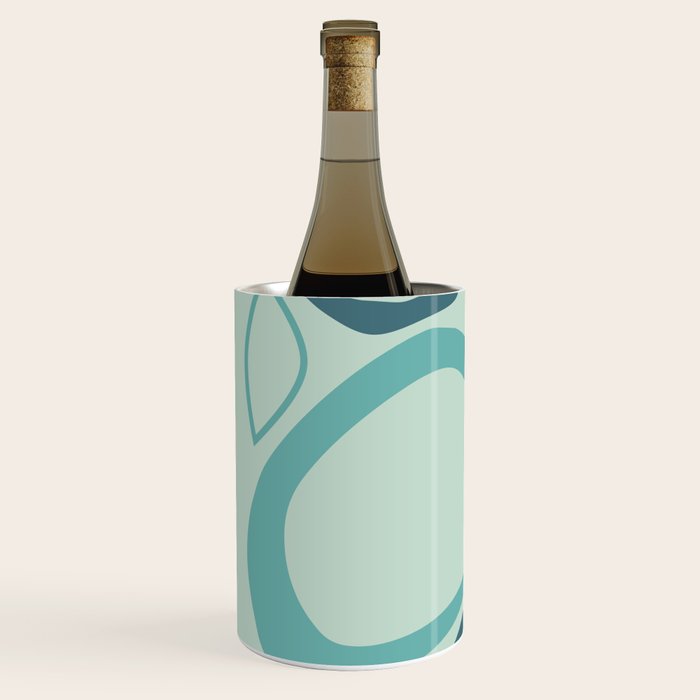 Mid Century Modern Abstract Shapes 8 in Aqua, Orange, Cream and Turquoise Wine Chiller Gallery Image 2