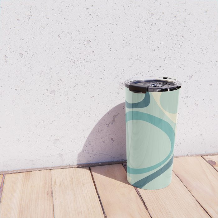 Mid Century Modern Abstract Shapes 8 in Aqua, Orange, Cream and Turquoise Travel Mug Gallery Image 4