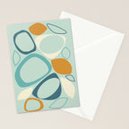 Mid Century Modern Abstract Shapes 8 in Aqua, Orange, Cream and Turquoise Stationery Card Gallery Image 2