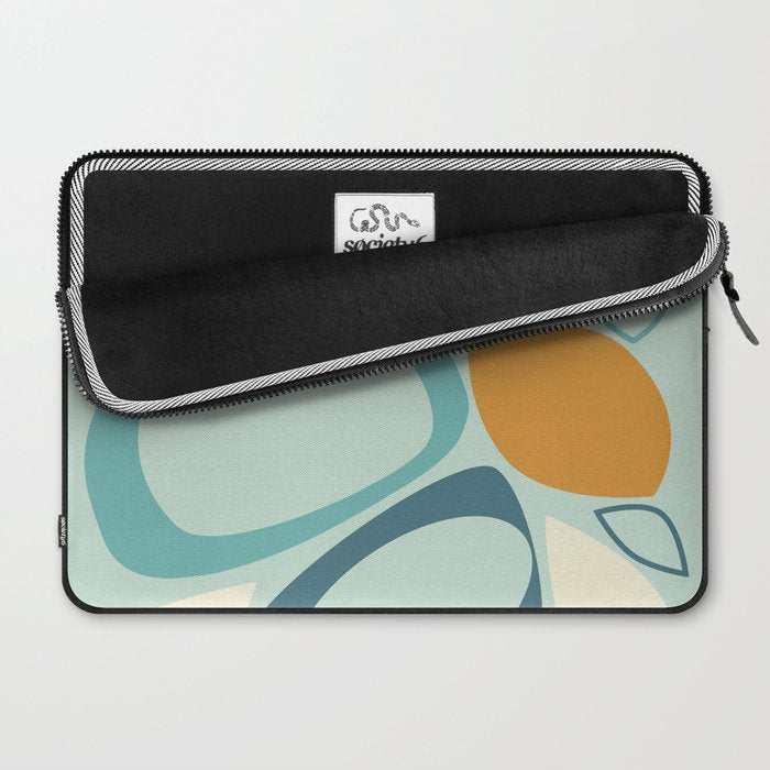 Mid Century Modern Abstract Shapes 8 in Aqua, Orange, Cream and Turquoise Laptop Sleeve Gallery Image 2