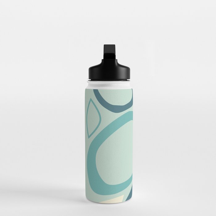 Mid Century Modern Abstract Shapes 8 in Aqua, Orange, Cream and Turquoise Water Bottle Gallery Image 3