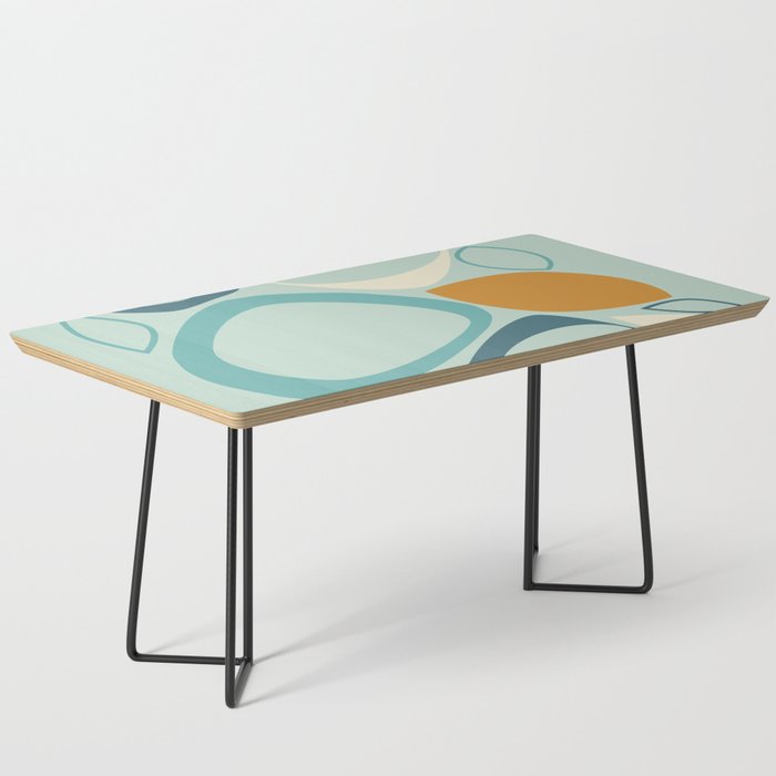 Mid Century Modern Abstract Shapes 8 in Aqua, Orange, Cream and Turquoise Coffee Table Gallery Image 1