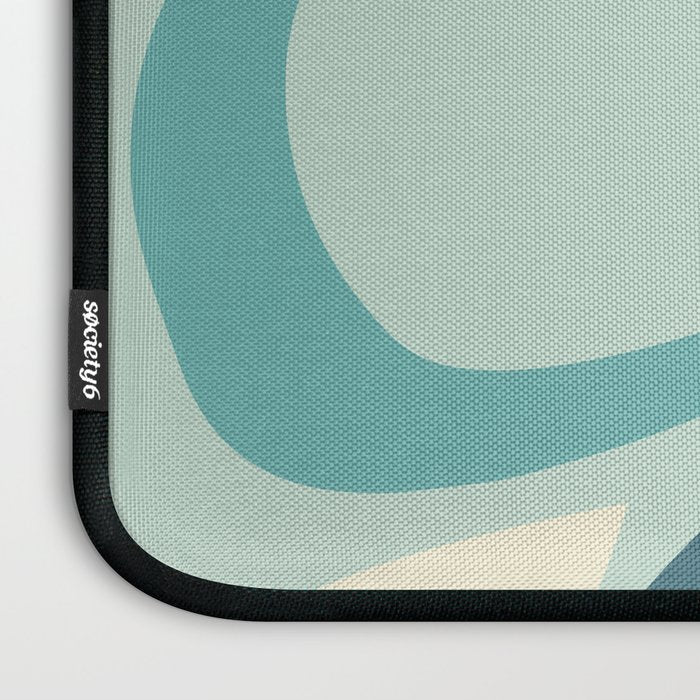 Mid Century Modern Abstract Shapes 8 in Aqua, Orange, Cream and Turquoise Laptop Sleeve Gallery Image 3