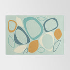 Mid Century Modern Abstract Shapes 8 in Aqua, Orange, Cream and Turquoise Rug Gallery Image 2