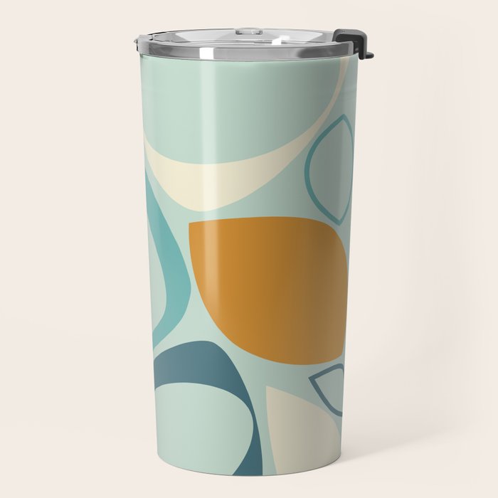 Mid Century Modern Abstract Shapes 8 in Aqua, Orange, Cream and Turquoise Travel Mug Gallery Image 2