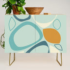 Mid Century Modern Abstract Shapes 8 in Aqua, Orange, Cream and Turquoise Credenza Gallery Image 1