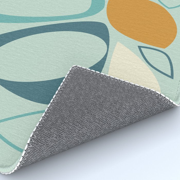 Mid Century Modern Abstract Shapes 8 in Aqua, Orange, Cream and Turquoise Rug Gallery Image 4