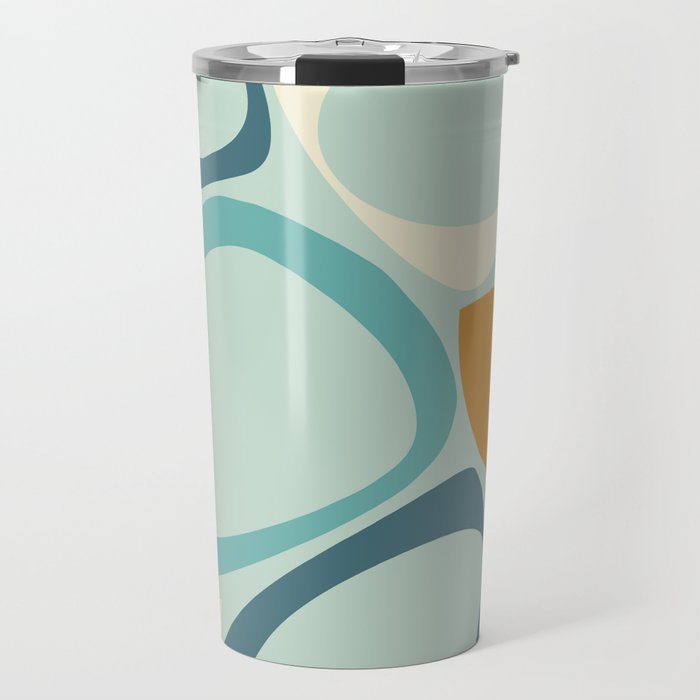 Mid Century Modern Abstract Shapes 8 in Aqua, Orange, Cream and Turquoise Travel Mug Gallery Image 1