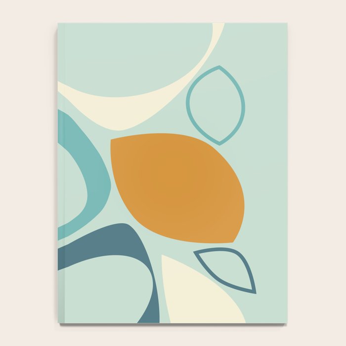Mid Century Modern Abstract Shapes 8 in Aqua, Orange, Cream and Turquoise Notebook Gallery Image 4