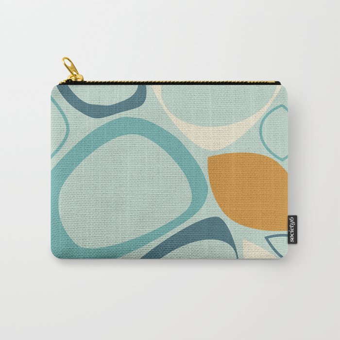 Mid Century Modern Abstract Shapes 8 in Aqua, Orange, Cream and Turquoise Carry All Pouch Gallery Image 1