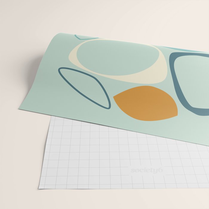 Mid Century Modern Abstract Shapes 8 in Aqua, Orange, Cream and Turquoise Wrapping Paper Gallery Image 2