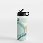 Mid Century Modern Abstract Shapes 8 in Aqua, Orange, Cream and Turquoise Water Bottle Gallery Image 1