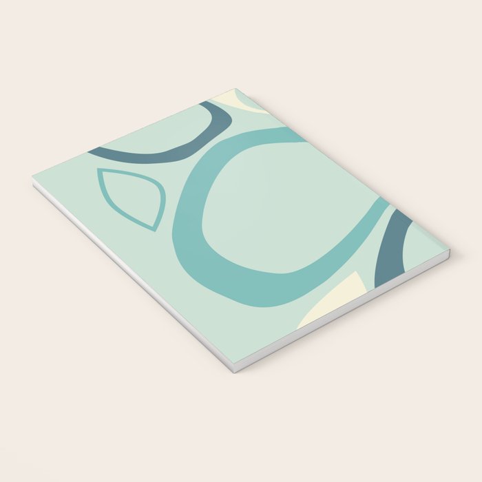 Mid Century Modern Abstract Shapes 8 in Aqua, Orange, Cream and Turquoise Notebook Gallery Image 3