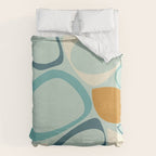 Mid Century Modern Abstract Shapes 8 in Aqua, Orange, Cream and Turquoise Duvet Cover Gallery Image 6