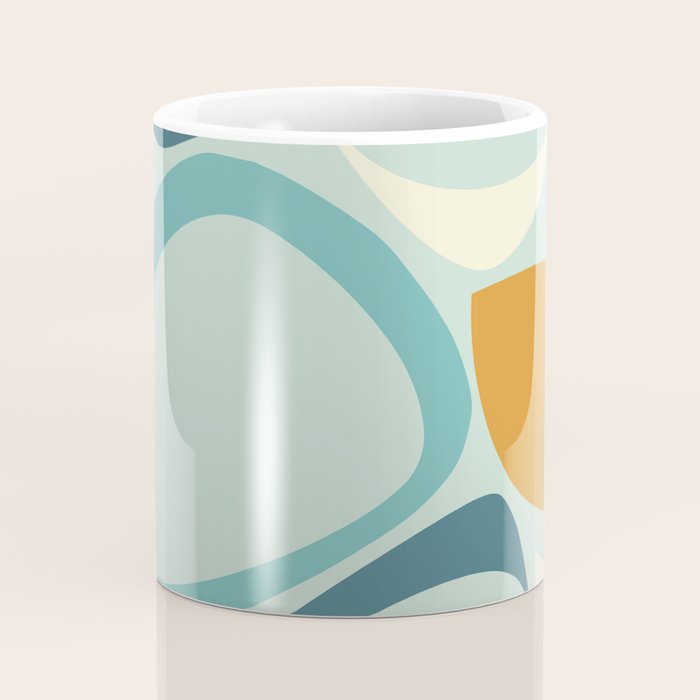 Mid Century Modern Abstract Shapes 8 in Aqua, Orange, Cream and Turquoise Coffee Mug Gallery Image 4