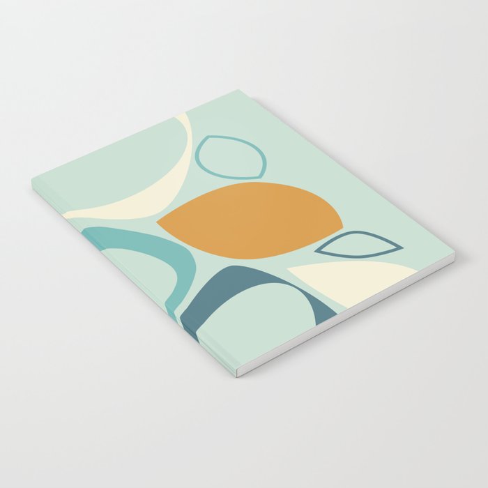 Mid Century Modern Abstract Shapes 8 in Aqua, Orange, Cream and Turquoise Notebook Gallery Image 2