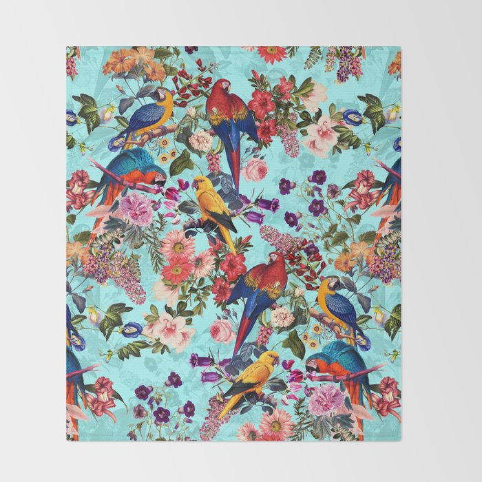 Floral and Birds XI Throw Blanket Gallery Image 2