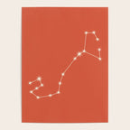 Scorpio Zodiac Star Constellation Line Art Coral Red Poster Gallery Image 4