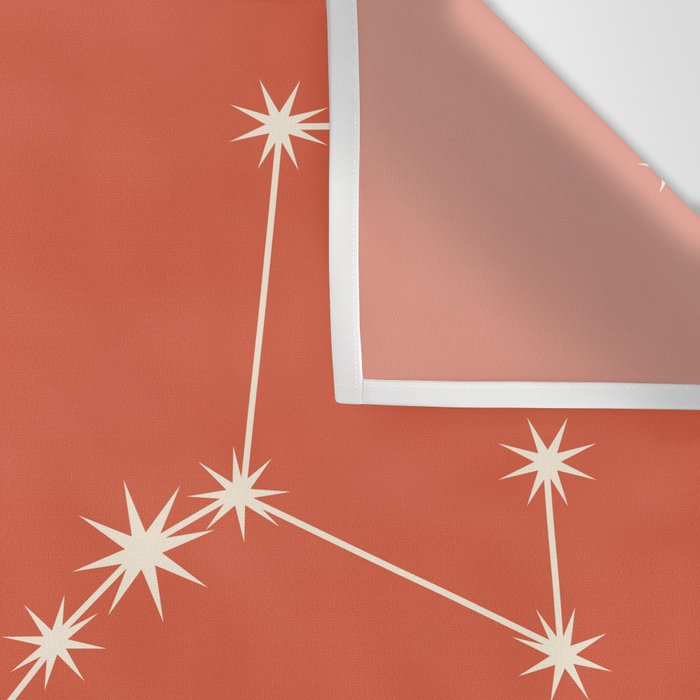 Scorpio Zodiac Star Constellation Line Art Coral Red Wall Tapestry Gallery Image 3