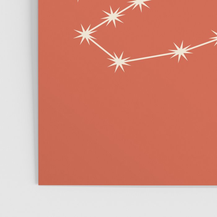 Scorpio Zodiac Star Constellation Line Art Coral Red Poster Gallery Image 3
