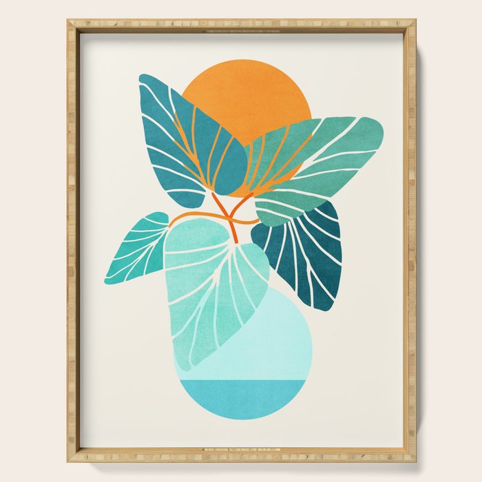 Tropical Symmetry Retro Botanic Serving Tray Gallery Image 1