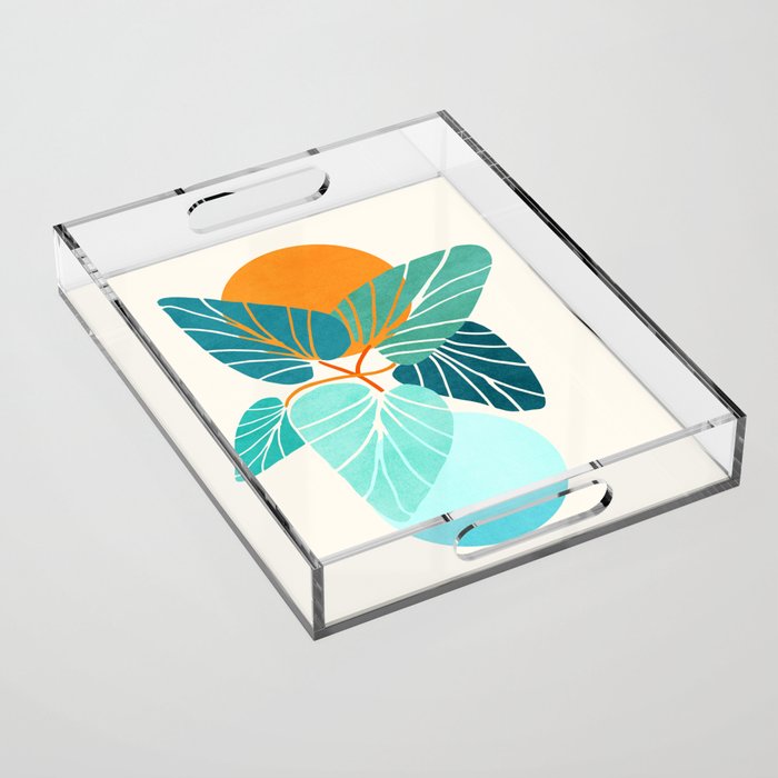 Tropical Symmetry Retro Botanic Acrylic Tray Gallery Image 1