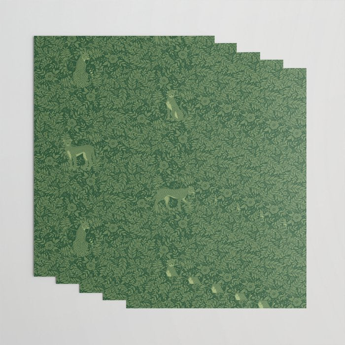 Spring Cheetah Pattern - Forest Green Wrapping Paper Gallery Image 3