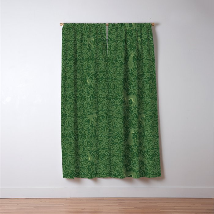 Spring Cheetah Pattern - Forest Green Window Curtain Gallery Image 3