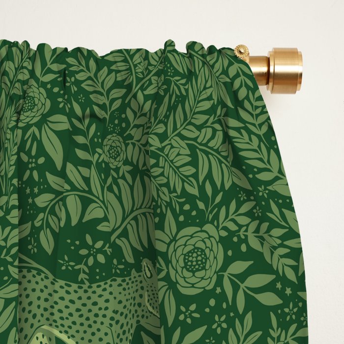 Spring Cheetah Pattern - Forest Green Window Curtain Gallery Image 2