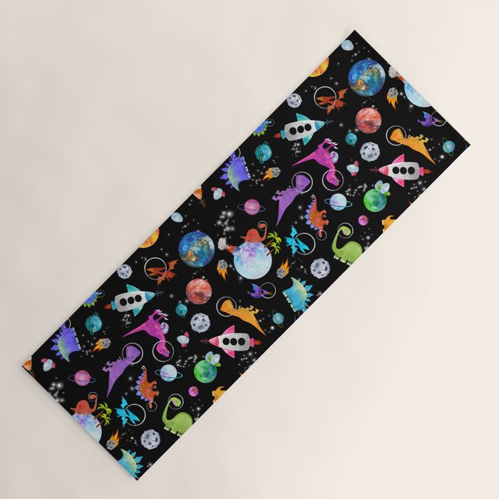 Dinosaur Astronauts In Outer Space Yoga Mat Gallery Image 1