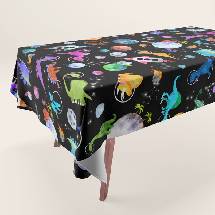 Dinosaur Astronauts In Outer Space Tablecloth Gallery Image 1
