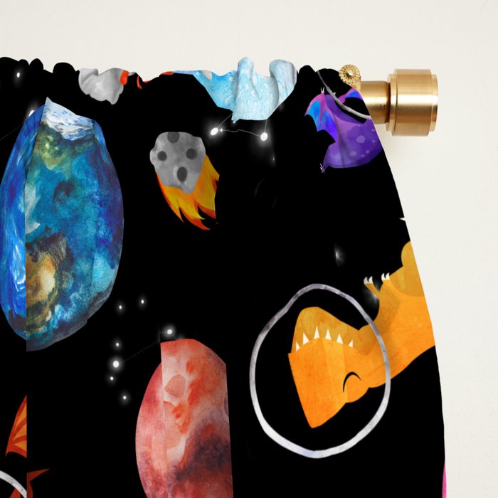 Dinosaur Astronauts In Outer Space Window Curtain Gallery Image 2