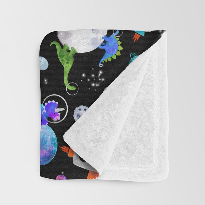 Dinosaur Astronauts In Outer Space Throw Blanket Gallery Image 3