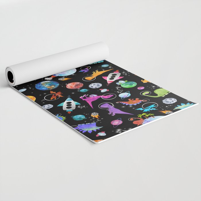 Dinosaur Astronauts In Outer Space Yoga Mat Gallery Image 2