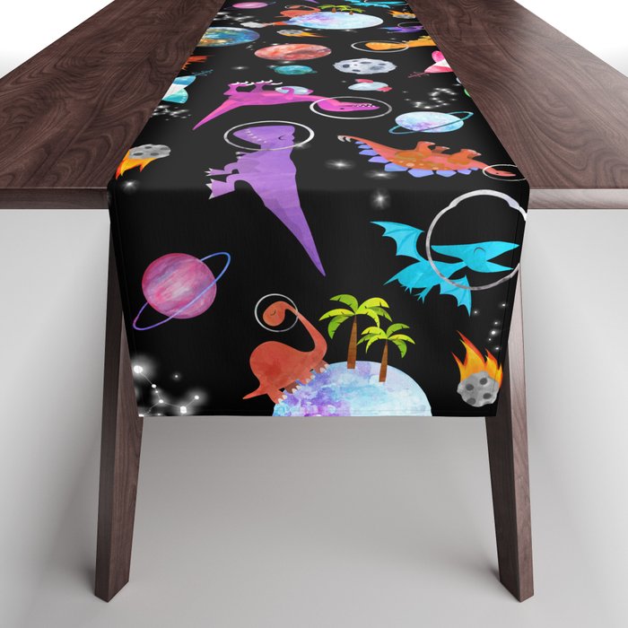 Dinosaur Astronauts In Outer Space Table Runner Gallery Image 1