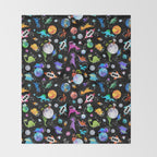 Dinosaur Astronauts In Outer Space Throw Blanket Gallery Image 2